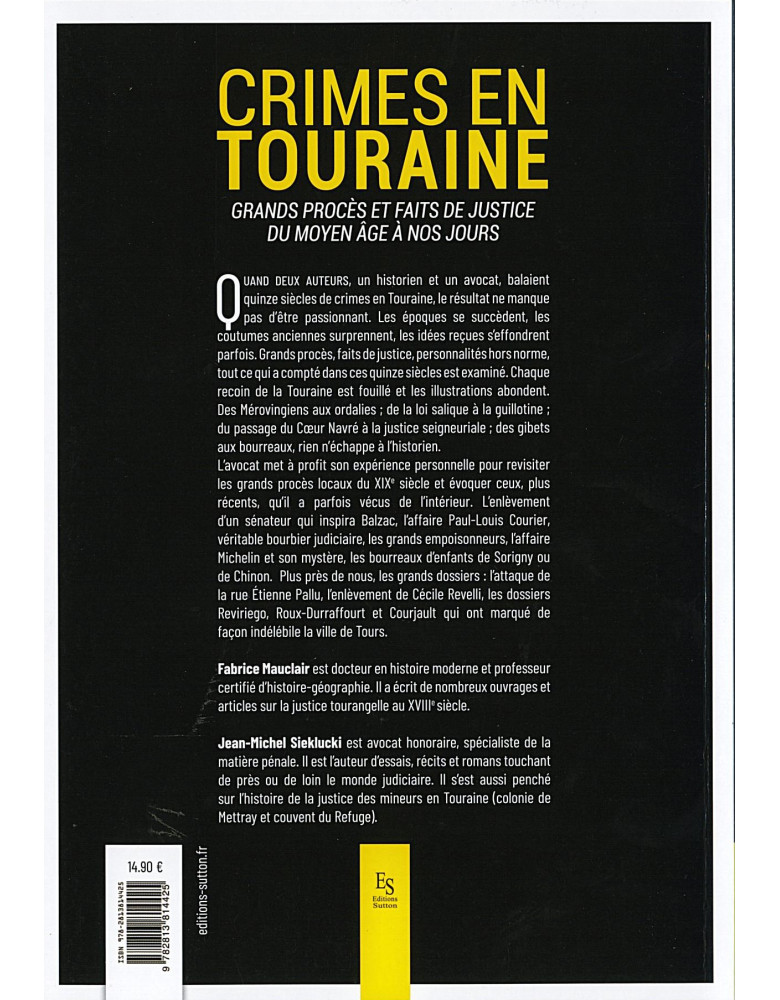 Livre - Crimes en Touraine - Grands procès et faits divers du Moyen Age ...